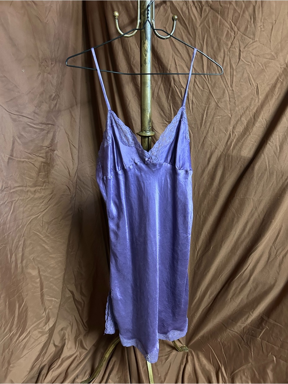 Purple Lace Trim Slip Dress